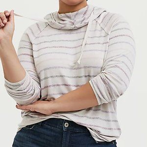 Torrid Striped Cowl Hoodie 2X